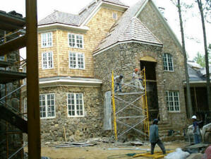 Masonry work on a mansion
