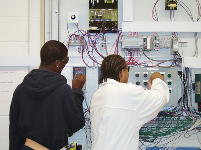 Students working in classroom
