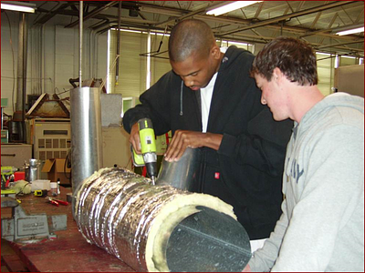 HVAC Students working on a project